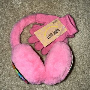 Pink Fuzzy Earmuffs and Gloves Set